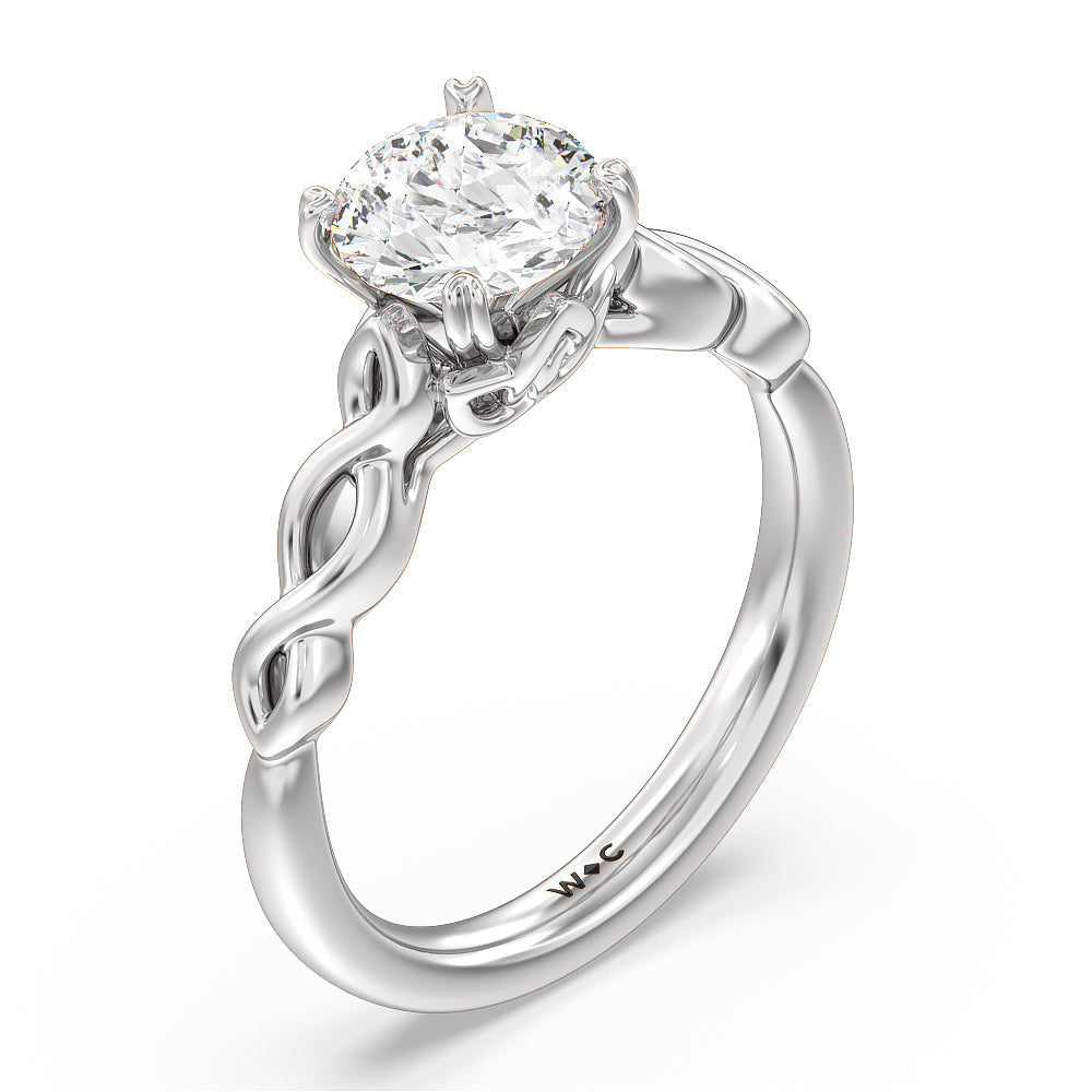 Round Cut Vintage Celtic Twist Engagement Ring with Lab Grown Diamond in 14KT Platinum view 3
