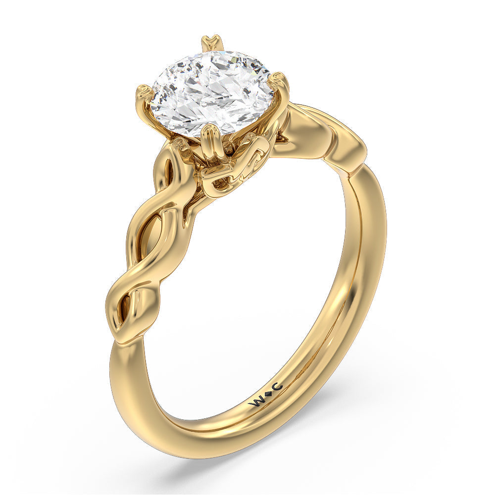 Round Cut Vintage Celtic Twist Engagement Ring with Lab Grown Diamond in 14KT Yellow Gold view 3
