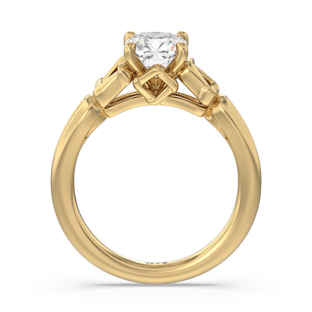 Cushion Cut Vintage Celtic Square Knot Engagement Ring with Lab Grown Diamond in 14KT Yellow Gold view 2

