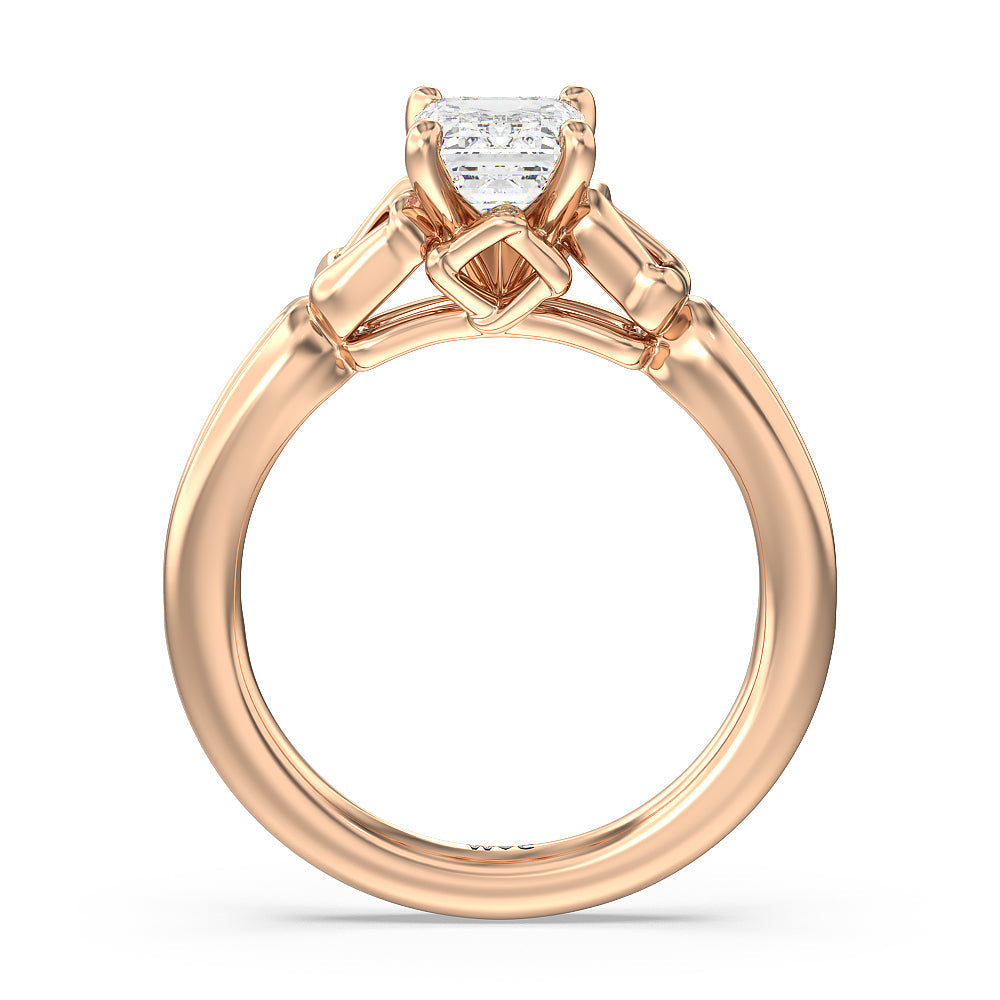 Emerald Cut Vintage Celtic Square Knot Engagement Ring with Lab Grown Diamond in 14KT Rose Gold view 2
