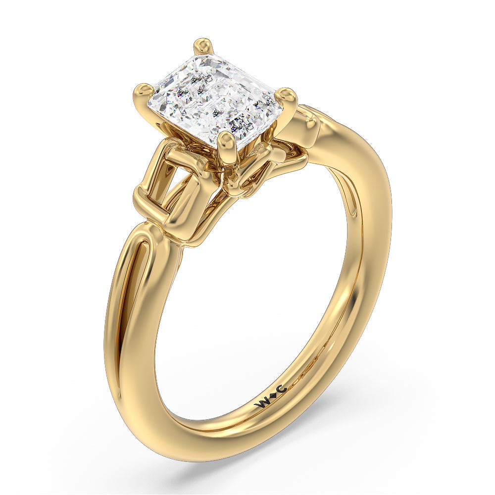 Emerald Cut Vintage Celtic Square Knot Engagement Ring with Lab Grown Diamond in 14KT Yellow Gold view 3
