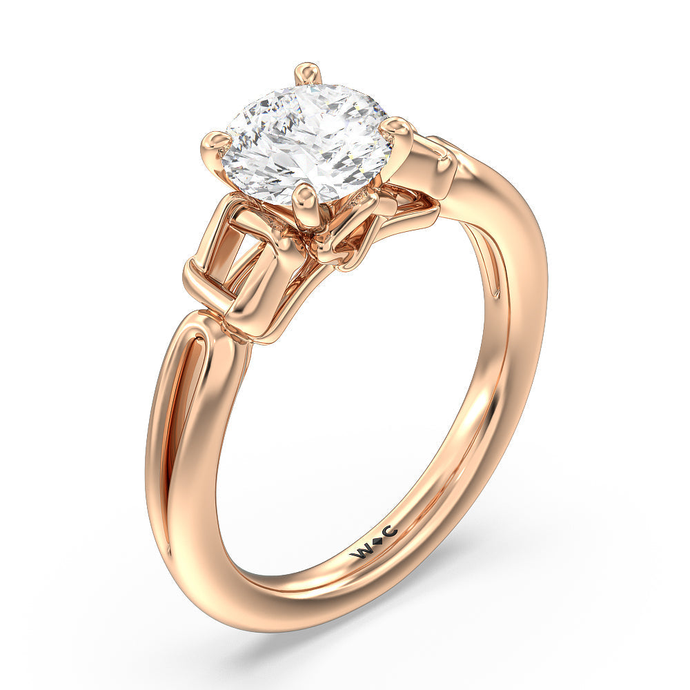 Round Cut Vintage Celtic Square Knot Engagement Ring with Lab Grown Diamond in 14KT Rose Gold view 3

