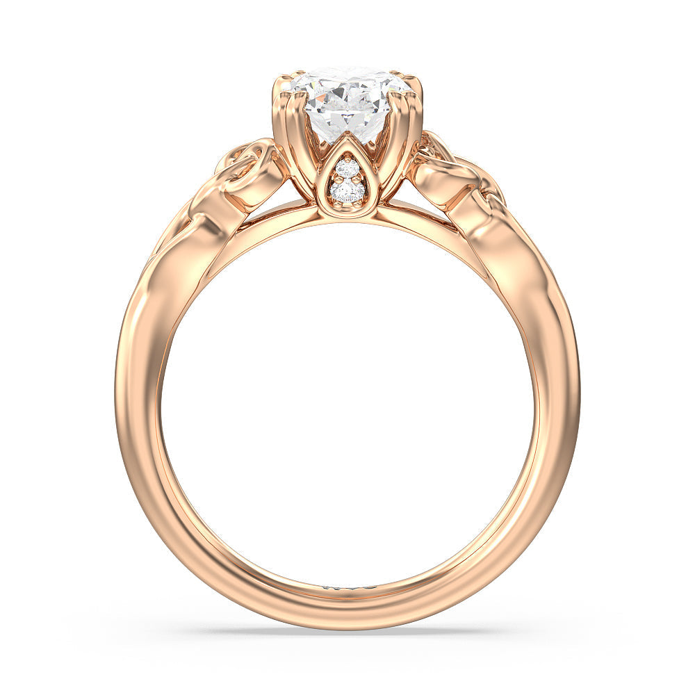 Oval Cut Vintage Celtic Knot Engagement Ring with Lab Grown Diamond in 14KT Rose Gold view 2
