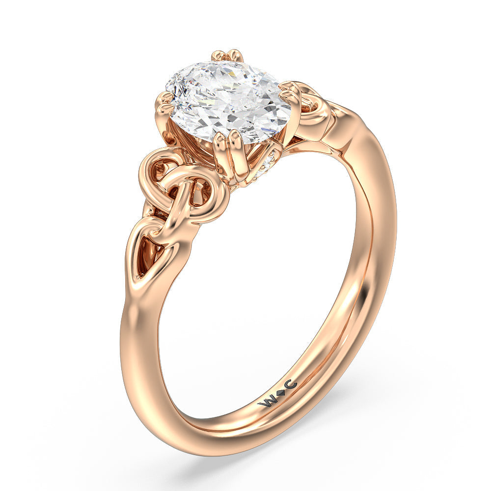 Oval Cut Vintage Celtic Knot Engagement Ring with Lab Grown Diamond in 14KT Rose Gold view 3
