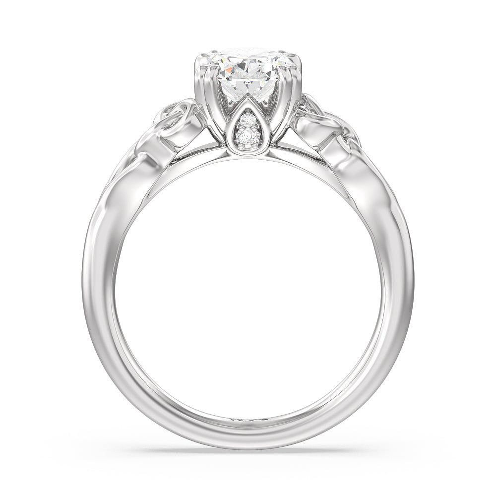 Oval Cut Vintage Celtic Knot Engagement Ring with Lab Grown Diamond in 14KT Platinum view 2
