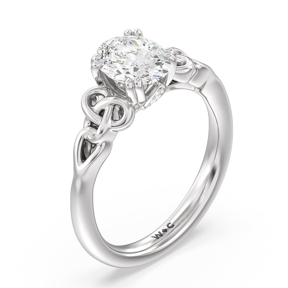 Oval Cut Vintage Celtic Knot Engagement Ring with Lab Grown Diamond in 14KT Platinum view 3

