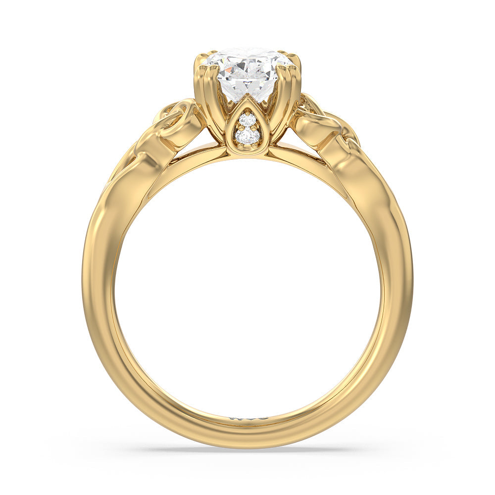 Oval Cut Vintage Celtic Knot Engagement Ring with Lab Grown Diamond in 14KT Yellow Gold view 2
