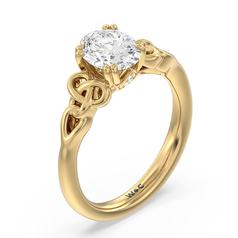 Oval Cut Vintage Celtic Knot Engagement Ring with Lab Grown Diamond in 14KT Yellow Gold view 3
