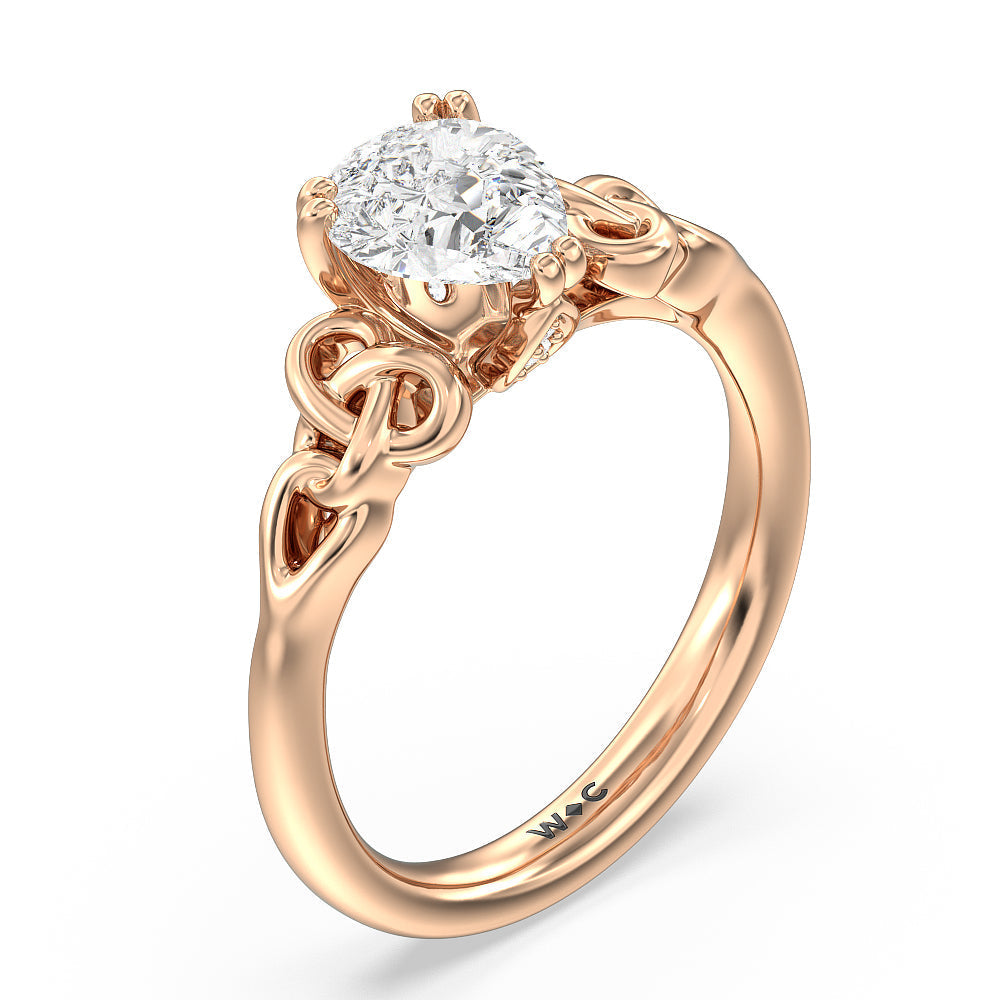 Pear Cut Vintage Celtic Knot Engagement Ring with Lab Grown Diamond in 14KT Rose Gold view 3
