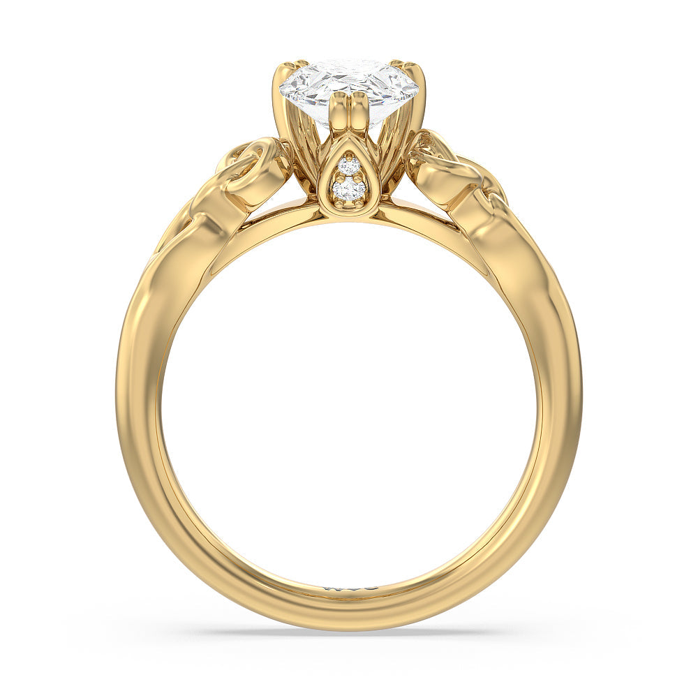 Pear Cut Vintage Celtic Knot Engagement Ring with Lab Grown Diamond in 14KT Yellow Gold view 2
