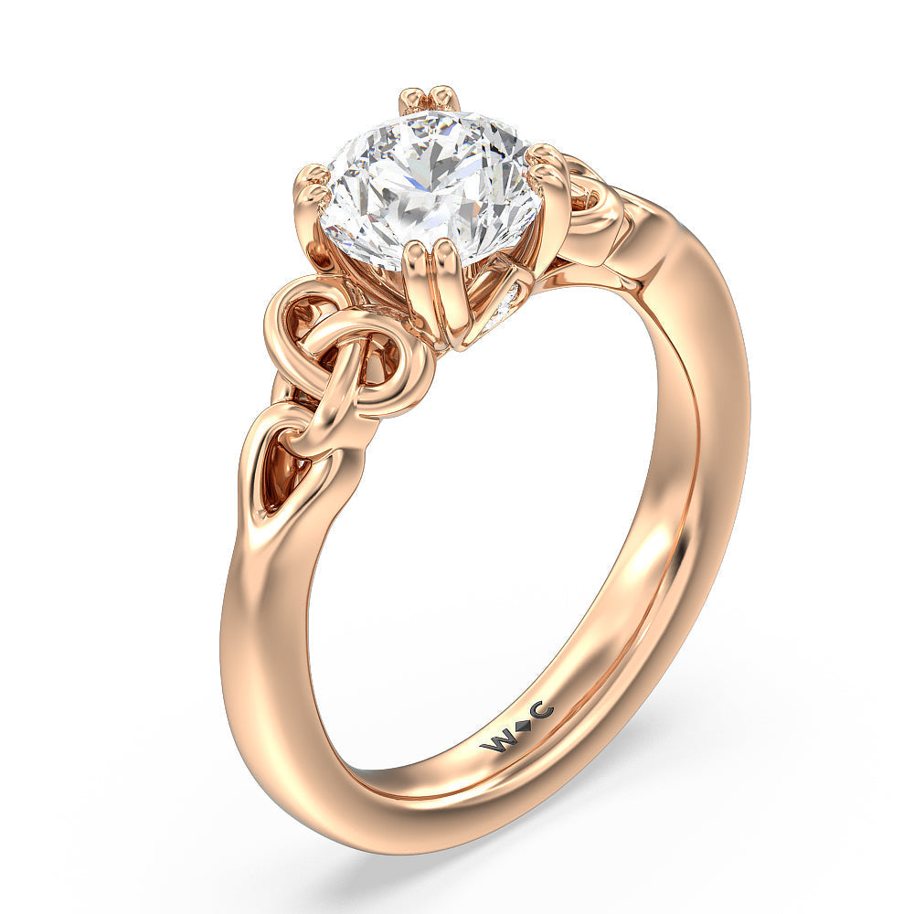 Round Cut Vintage Celtic Knot Engagement Ring with Lab Grown Diamond in 14KT Rose Gold view 3
