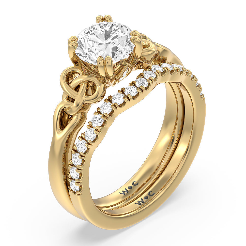 Round Cut Vintage Celtic Knot Engagement Ring with Lab Grown Diamond in 14KT Yellow Gold view 4
