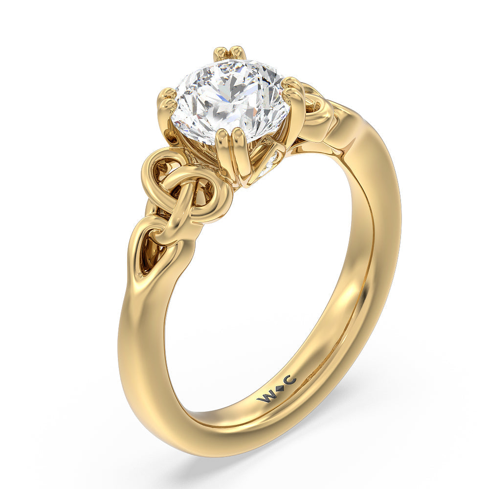 Round Cut Vintage Celtic Knot Engagement Ring with Lab Grown Diamond in 14KT Yellow Gold view 3
