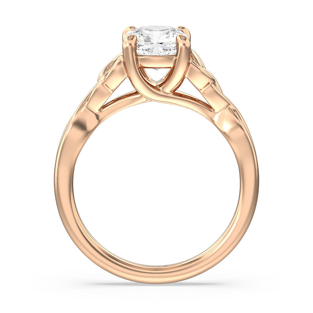 Cushion Cut Vintage Celtic Entwined Trinity Knot Engagement Ring with Lab Grown Diamond in 14KT Rose Gold view 2
