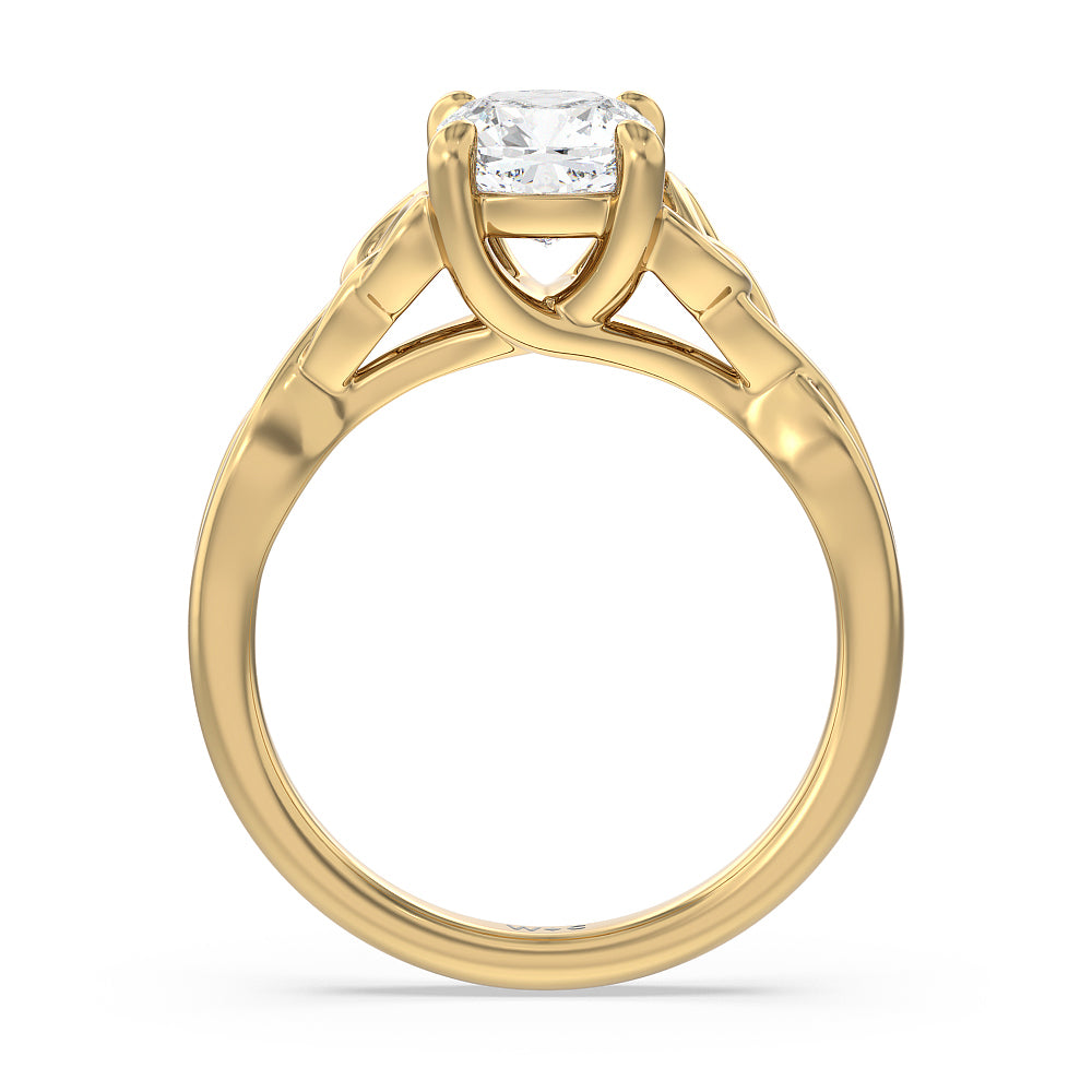 Cushion Cut Vintage Celtic Entwined Trinity Knot Engagement Ring with Lab Grown Diamond in 14KT Yellow Gold view 2

