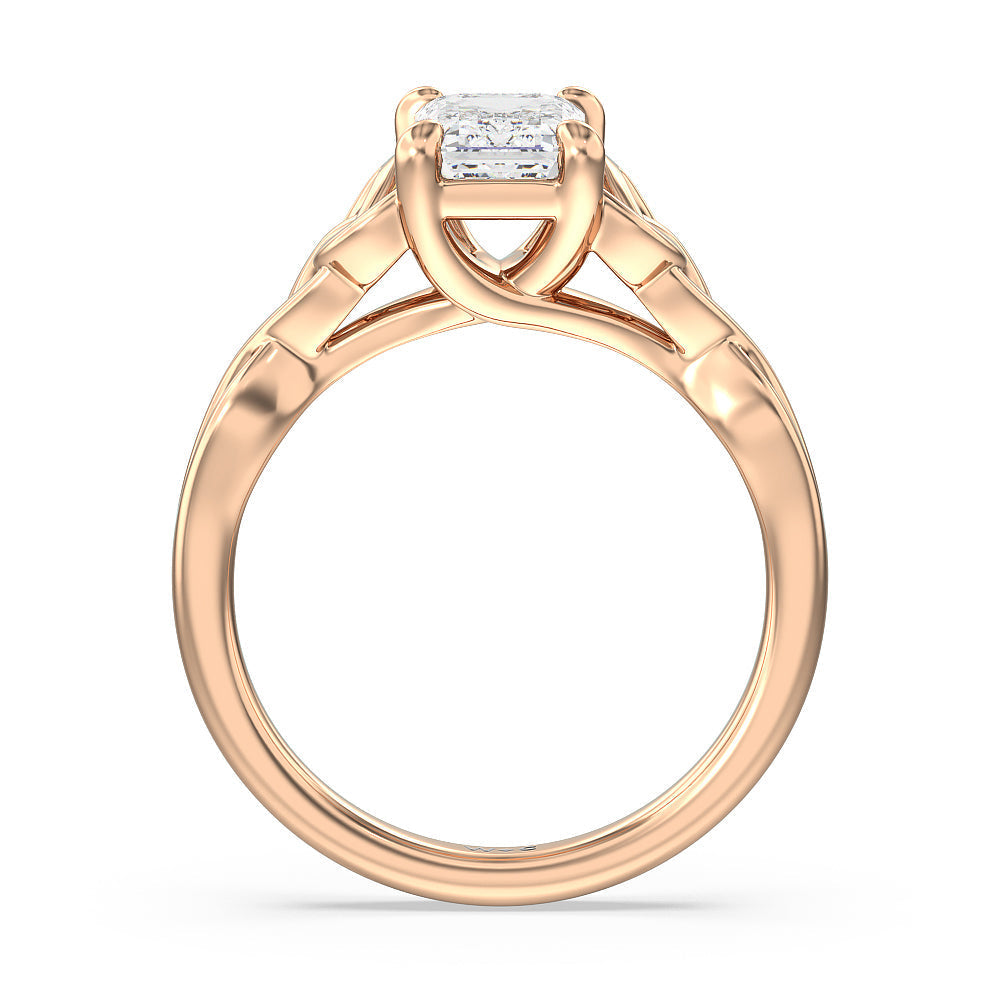 Emerald Cut Vintage Celtic Entwined Trinity Knot Engagement Ring with Lab Grown Diamond in 14KT Rose Gold view 3
