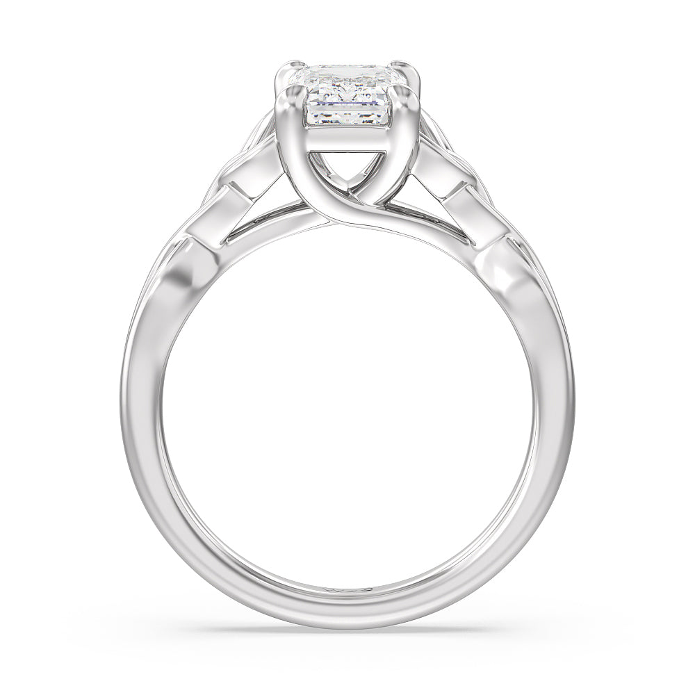 Emerald Cut Vintage Celtic Entwined Trinity Knot Engagement Ring with Lab Grown Diamond in 14KT Platinum view 3
