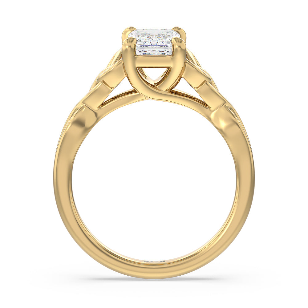 Emerald Cut Vintage Celtic Entwined Trinity Knot Engagement Ring with Lab Grown Diamond in 14KT Yellow Gold view 3
