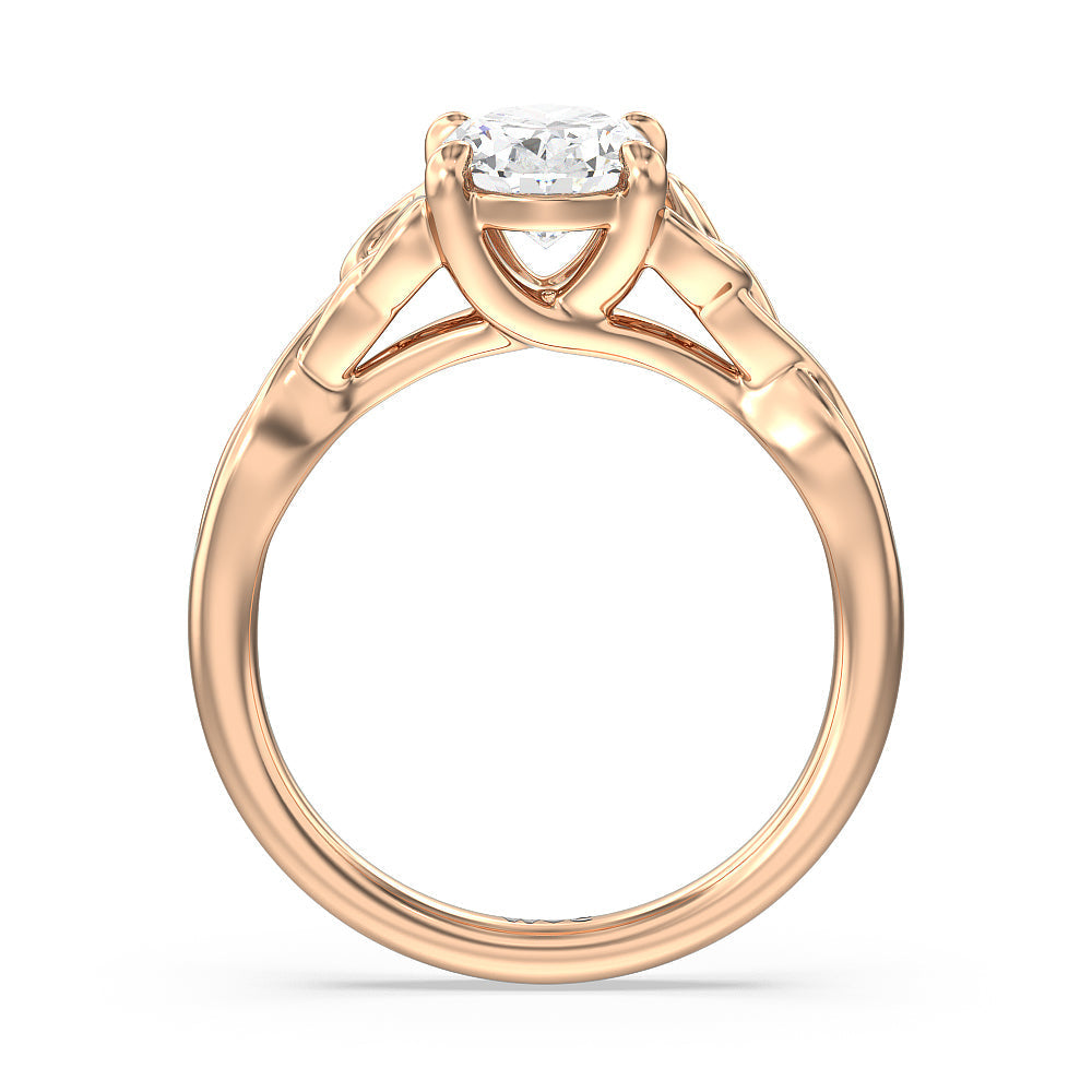 Oval Cut Vintage Celtic Entwined Trinity Knot Engagement Ring with Lab Grown Diamond in 14KT Rose Gold view 3
