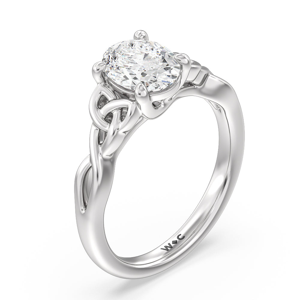 Oval Cut Vintage Celtic Entwined Trinity Knot Engagement Ring with Lab Grown Diamond in 14KT Platinum view 4
