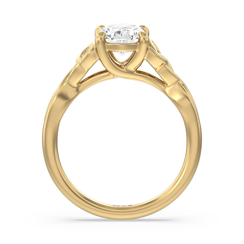 Oval Cut Vintage Celtic Entwined Trinity Knot Engagement Ring with Lab Grown Diamond in 14KT Yellow Gold view 3

