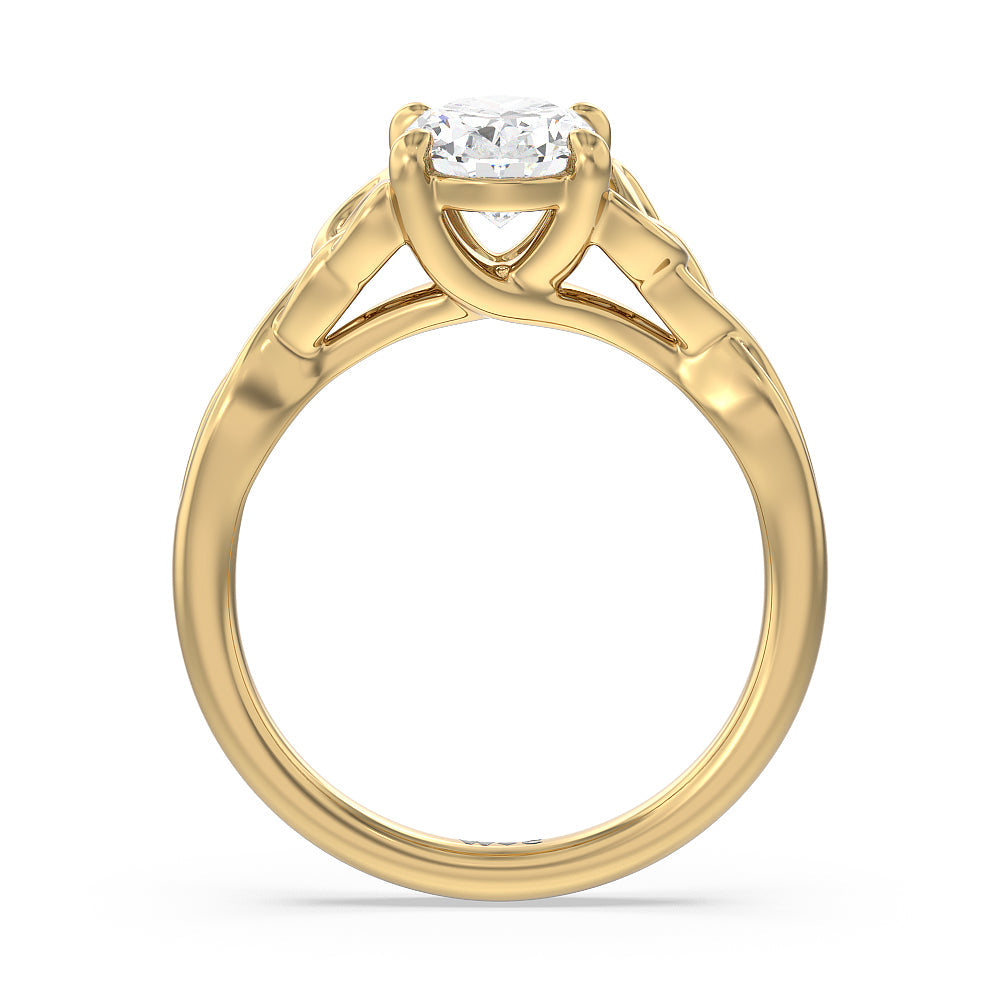 Fine Vintage Celtic Entwined Trinity Knot Engagement Ring with Oval Cut Diamond in 14KT Yellow Gold view 2
