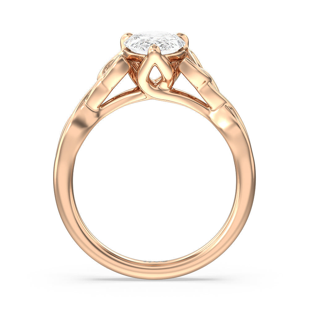Pear Cut Vintage Celtic Entwined Trinity Knot Engagement Ring with Lab Grown Diamond in 14KT Rose Gold view 2
