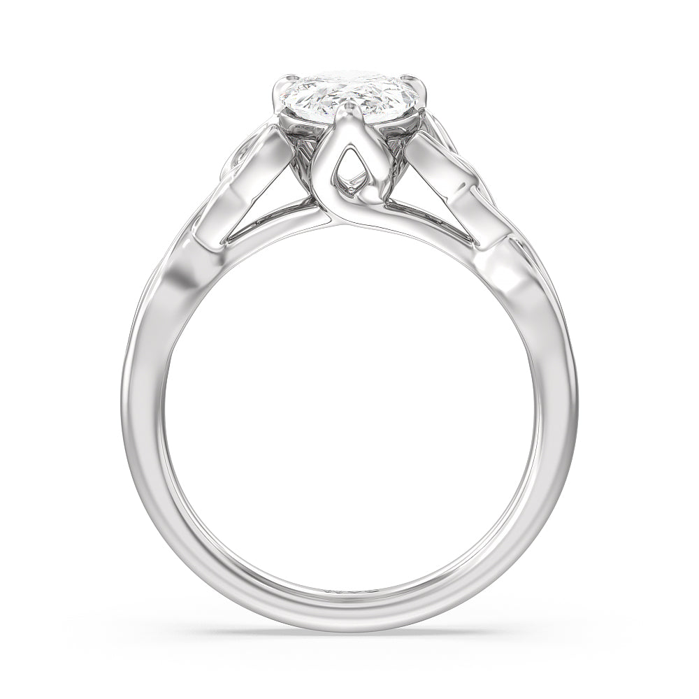 Pear Cut Vintage Celtic Entwined Trinity Knot Engagement Ring with Lab Grown Diamond in 14KT Platinum view 2
