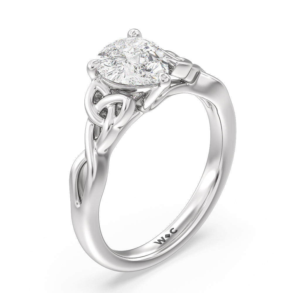 Pear Cut Vintage Celtic Entwined Trinity Knot Engagement Ring with Lab Grown Diamond in 14KT Platinum view 3
