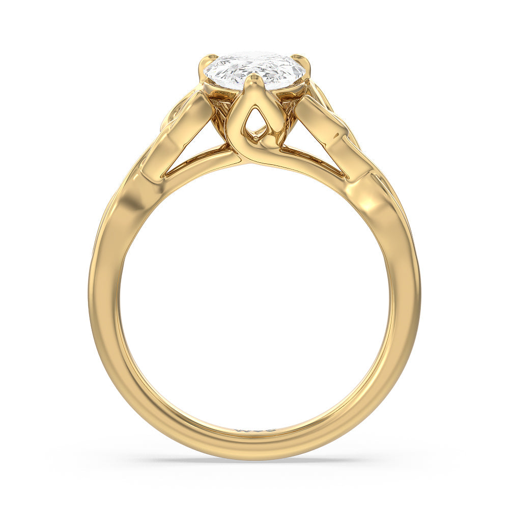 Pear Cut Vintage Celtic Entwined Trinity Knot Engagement Ring with Lab Grown Diamond in 14KT Yellow Gold view 2
