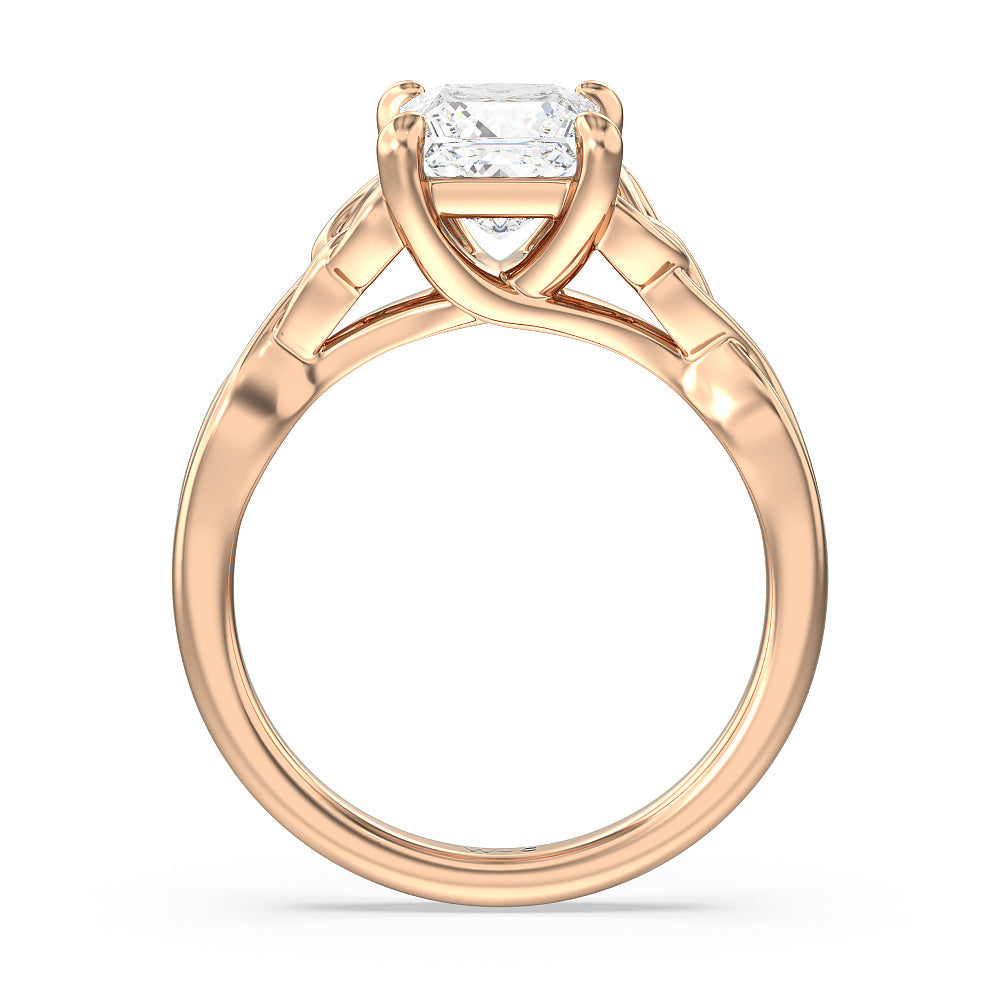 Princess Cut Vintage Celtic Entwined Trinity Knot Engagement Ring with Lab Grown Diamond in 14KT Rose Gold view 2
