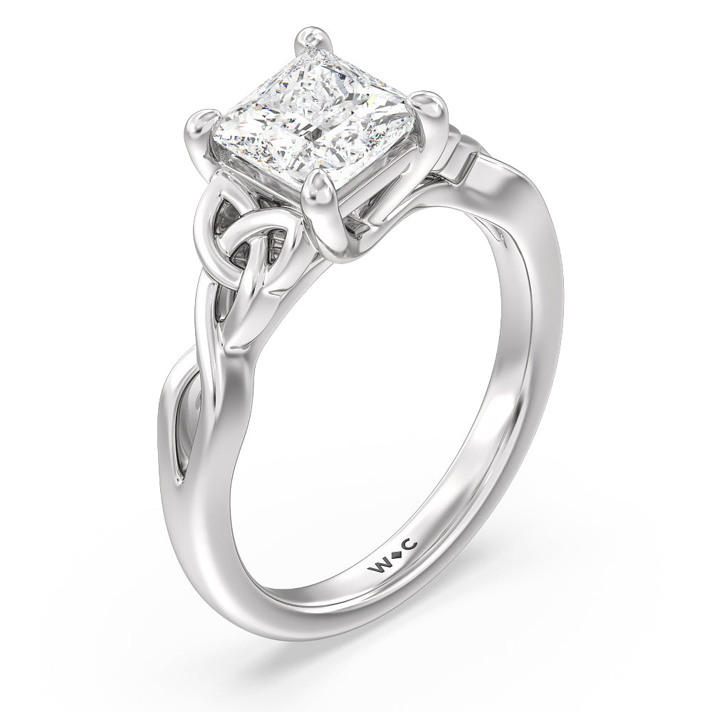 Princess Cut Vintage Celtic Entwined Trinity Knot Engagement Ring with Lab Grown Diamond in 14KT Platinum view 3
