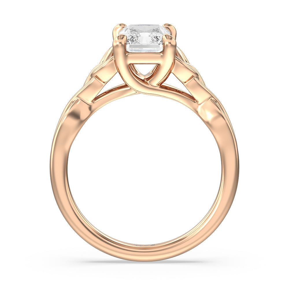 Radiant Cut Vintage Celtic Entwined Trinity Knot Engagement Ring with Lab Grown Diamond in 14KT Rose Gold view 2
