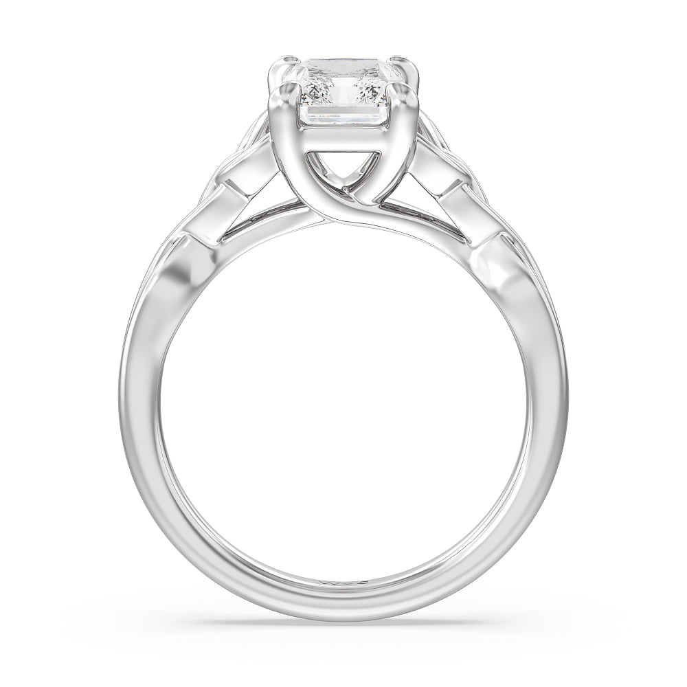 Radiant Cut Vintage Celtic Entwined Trinity Knot Engagement Ring with Lab Grown Diamond in 14KT Platinum view 2
