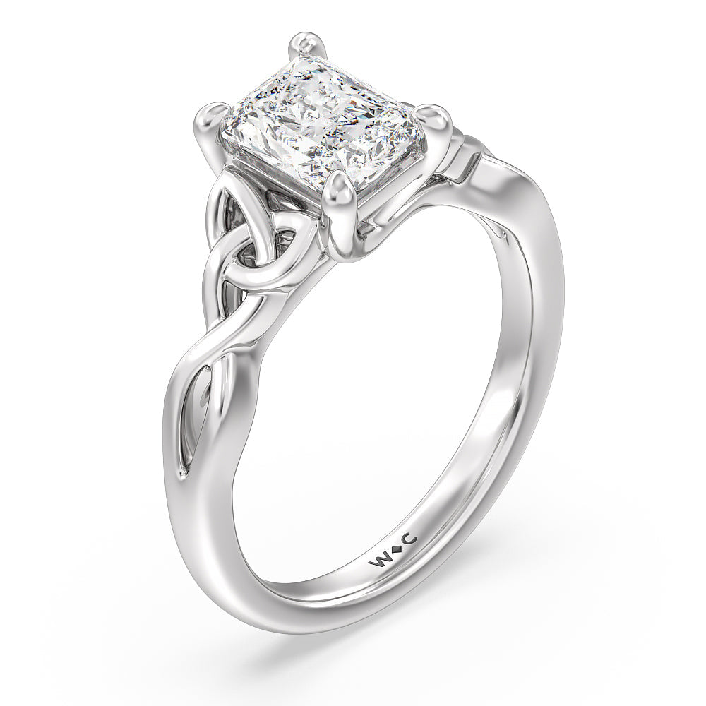 Radiant Cut Vintage Celtic Entwined Trinity Knot Engagement Ring with Lab Grown Diamond in 14KT Platinum view 3
