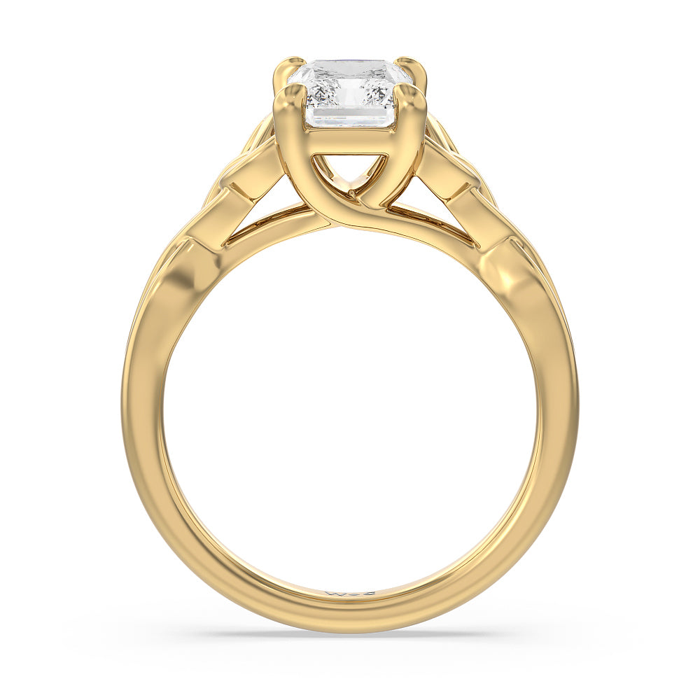 Radiant Cut Vintage Celtic Entwined Trinity Knot Engagement Ring with Lab Grown Diamond in 14KT Yellow Gold view 2
