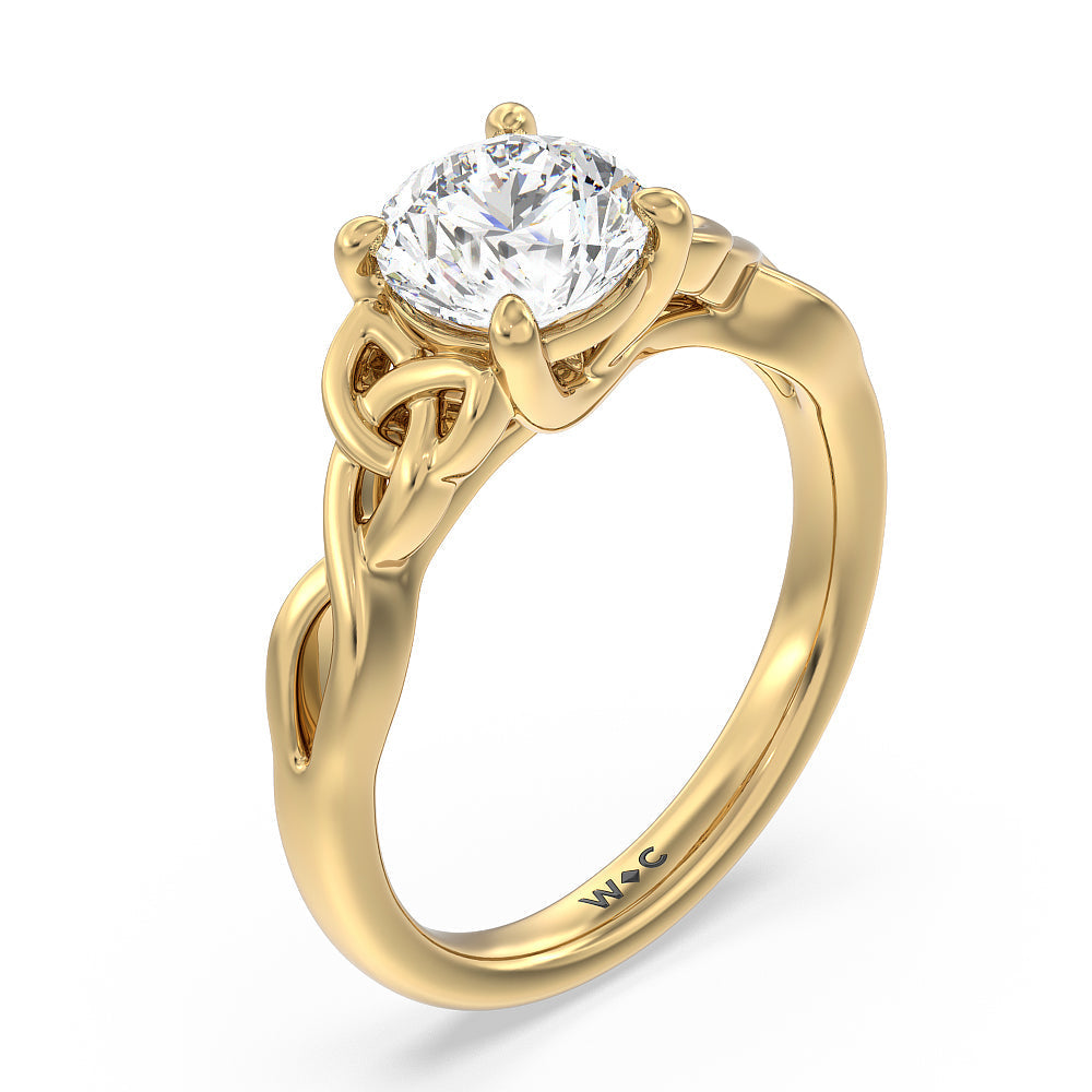 Round Cut Vintage Celtic Entwined Trinity Knot Engagement Ring with Lab Grown Diamond in 14KT Yellow Gold view 4
