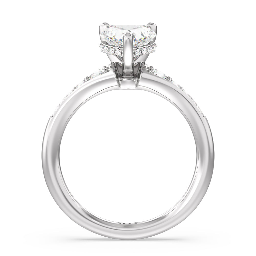 Heart Cut Vintage Hidden Halo Classic Diamond Engagement Ring with Lab Grown Diamond in 14KT Platinum view 2
