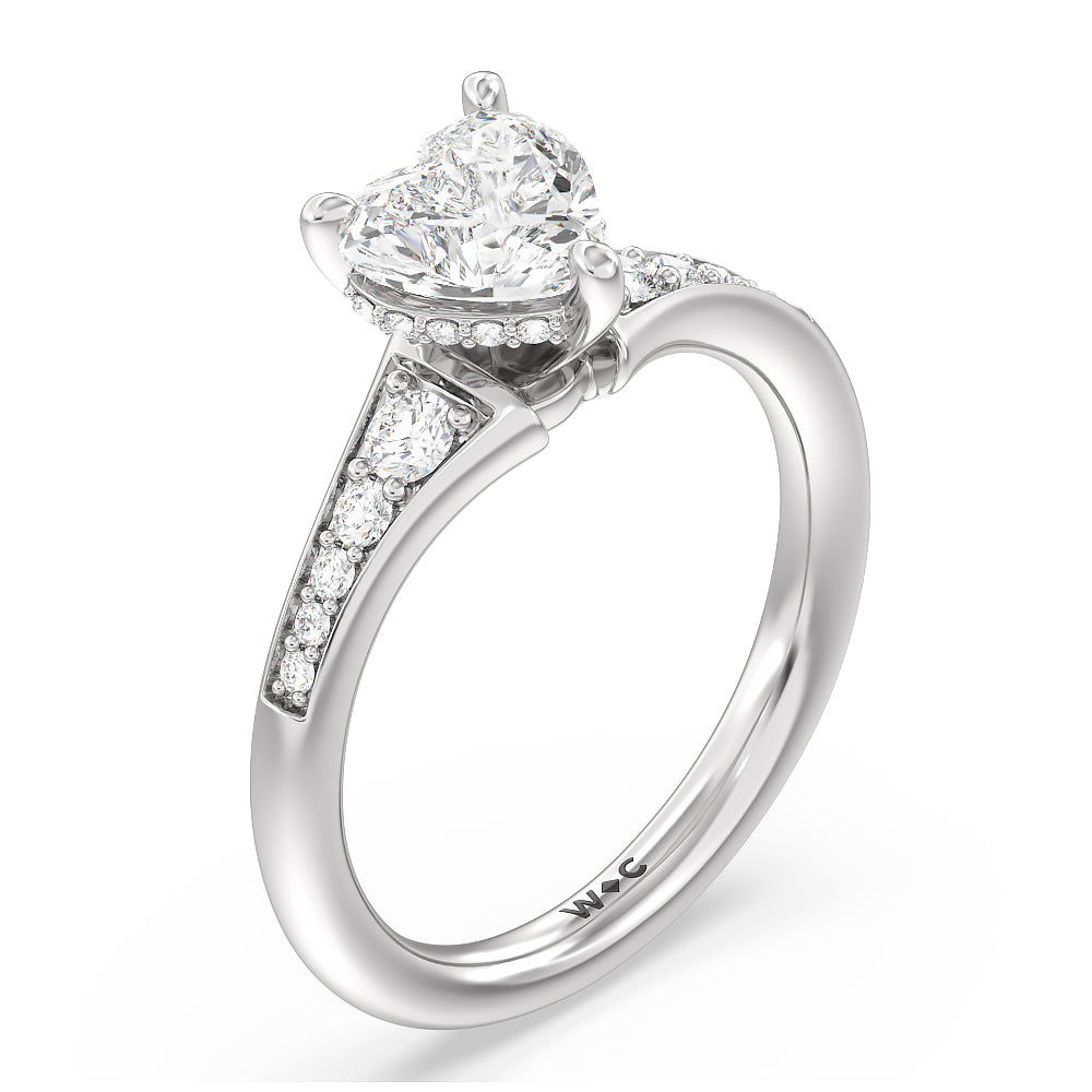 Heart Cut Vintage Hidden Halo Classic Diamond Engagement Ring with Lab Grown Diamond in 14KT Platinum view 3
