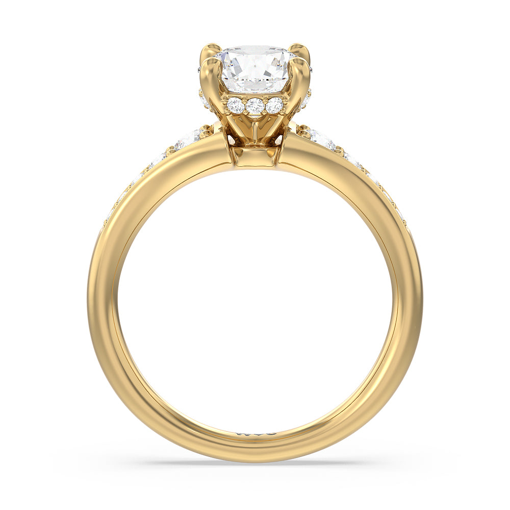 Vintage Hidden Halo Classic Diamond Engagement Ring with Round Cut Diamond in 14KT Yellow Gold view 2
