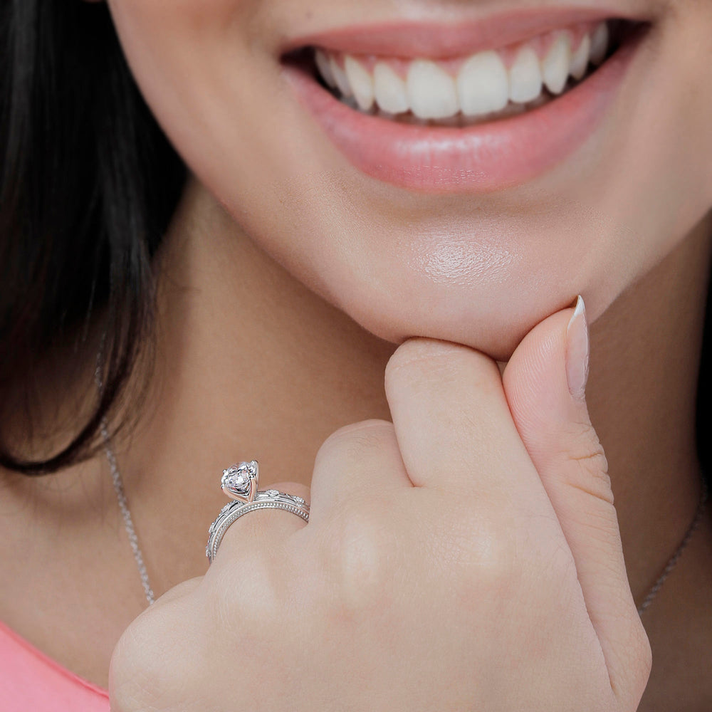 Model Wearing Vintage Blossom Engagement Ring view
