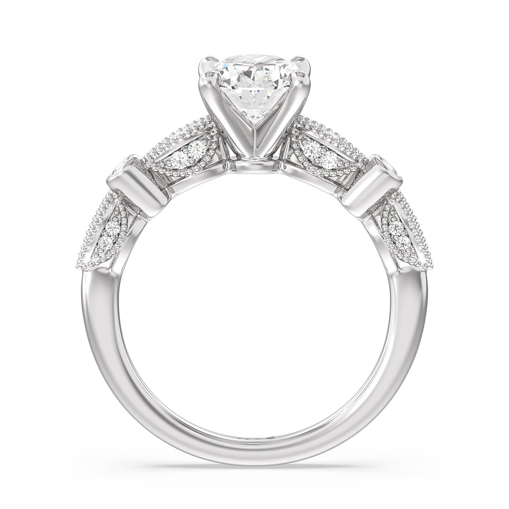 Vintage Art Deco Ring with Oval Cut Diamond in 14KT Platinum view 2
