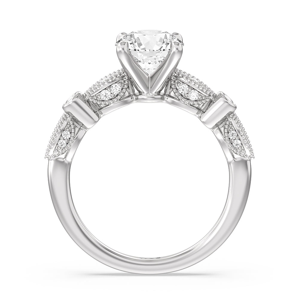 Vintage Art Deco Ring with Round Cut Diamond in 14KT Platinum view 2
