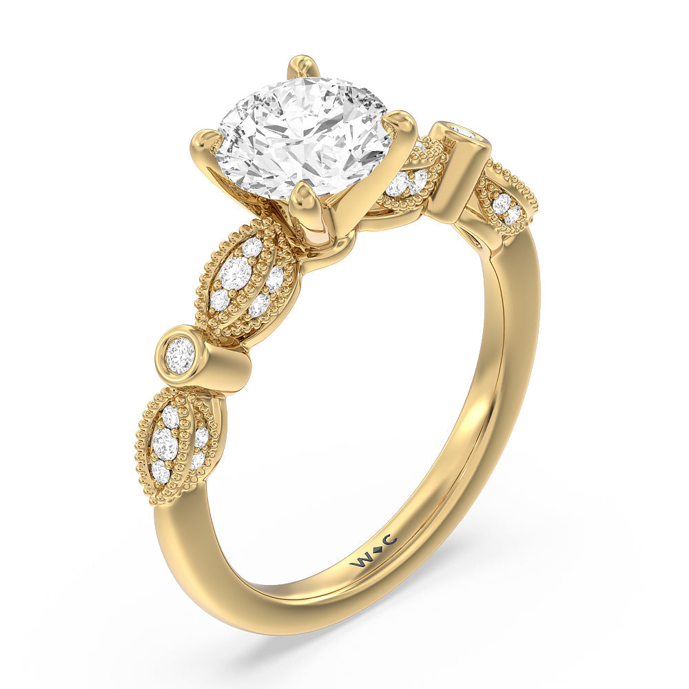 Vintage Art Deco Ring with Round Cut Diamond in 14KT Yellow Gold view 3
