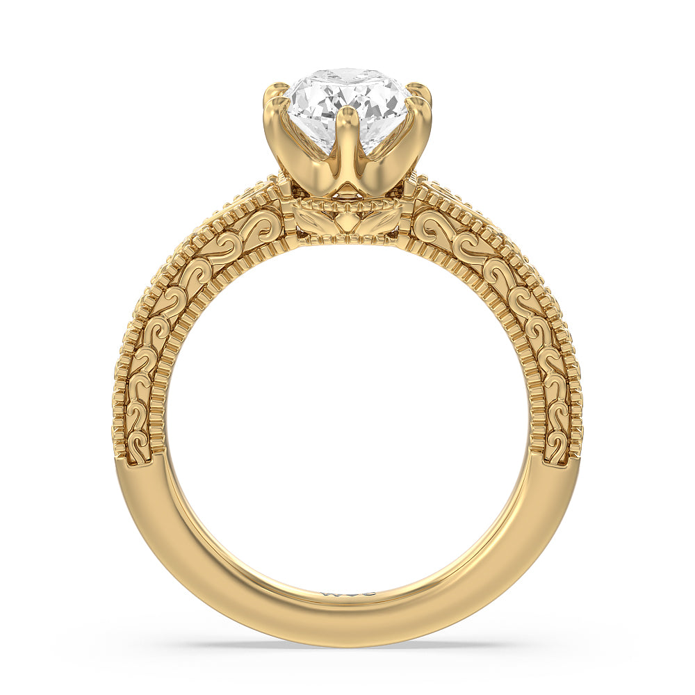 Oval Cut The Seraphine Six Prong Ring with Lab Grown Diamond in 14KT Yellow Gold view 5
