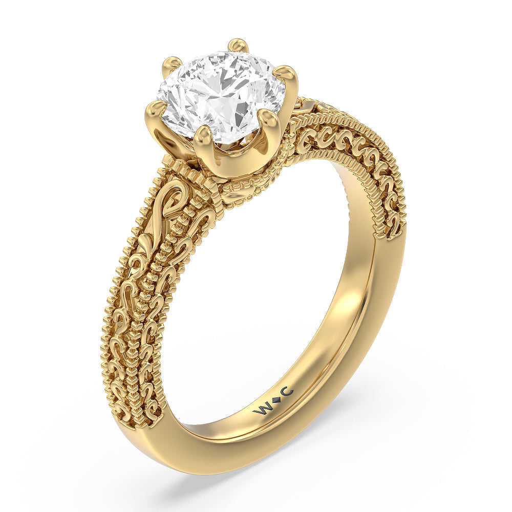 Round Cut The Seraphine Six Prong Ring with Lab Grown Diamond in 14KT Yellow Gold view 6
