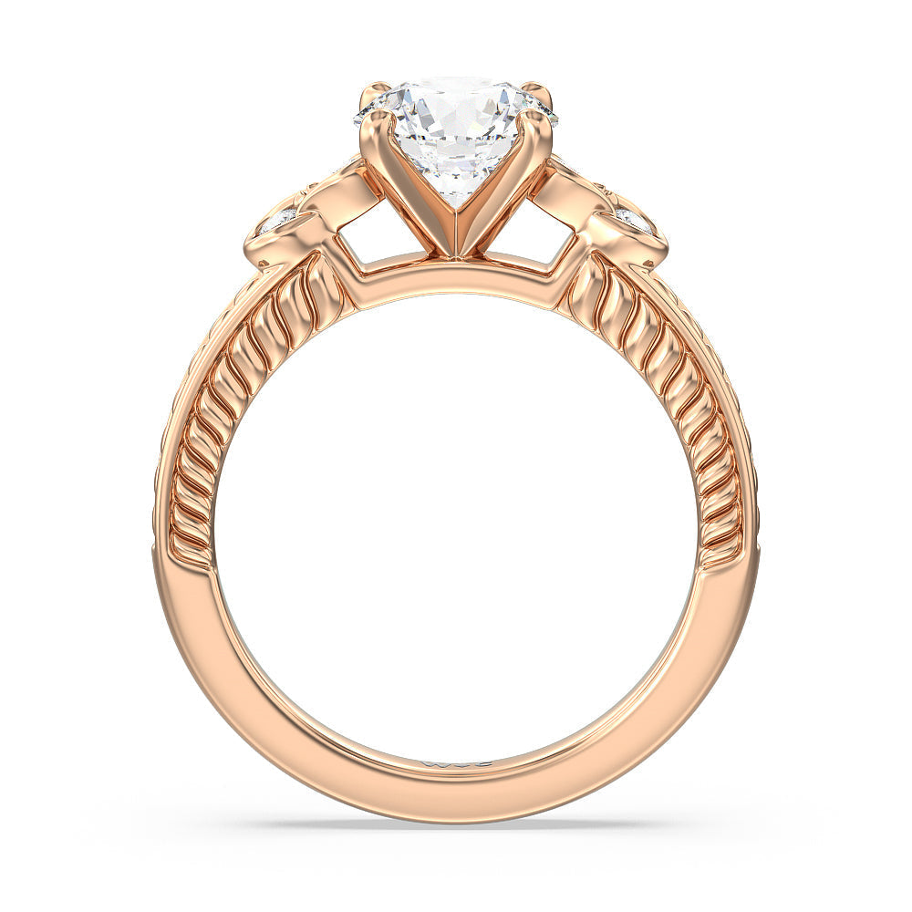 Vintage Celtic Heart Engagement Ring with Round Cut Diamond in 14KT Rose Gold view 2
