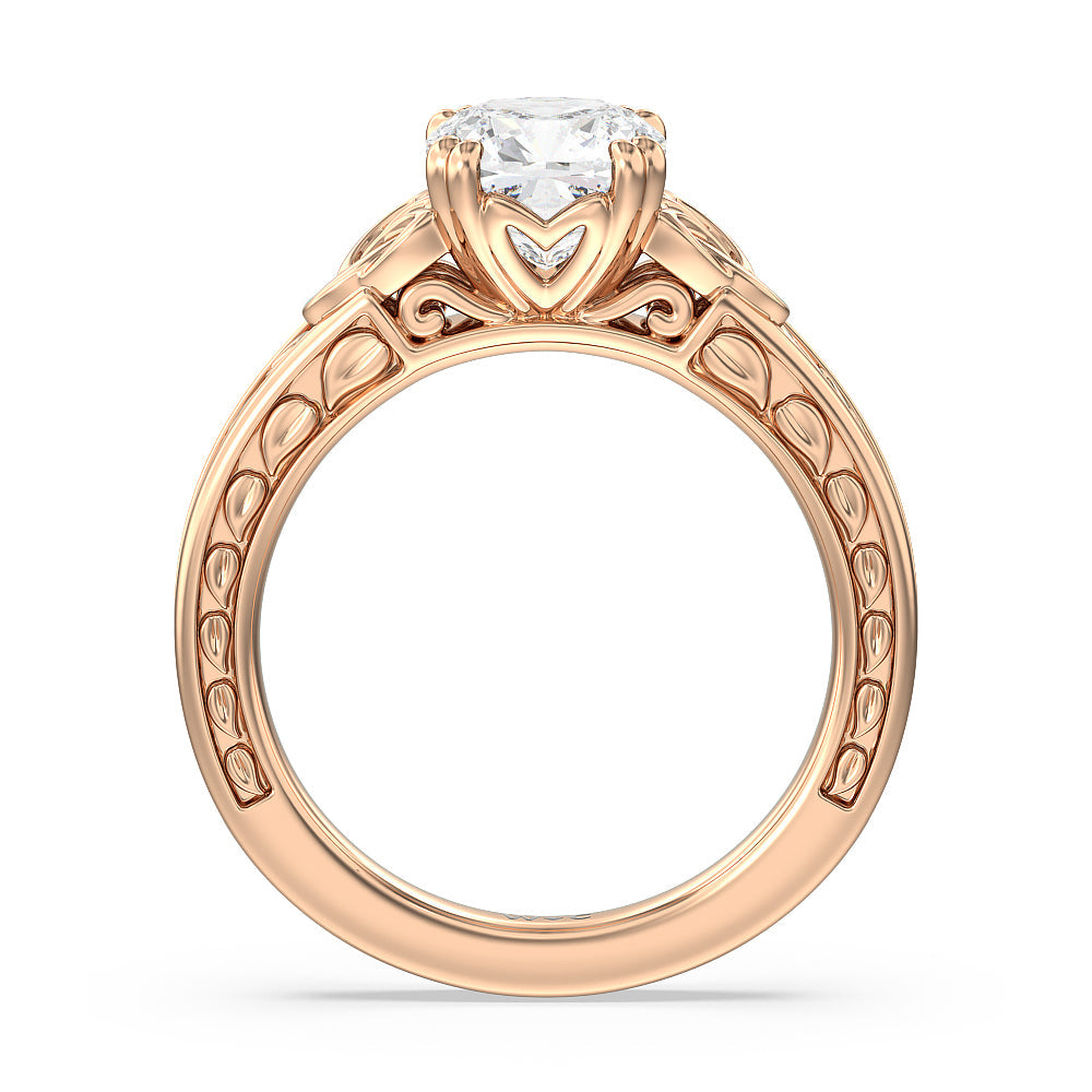 Cushion Cut Vintage Celtic Engraved Engagement Ring (E+ VVS+) with Lab Grown Diamond in 14KT Rose Gold view 2
