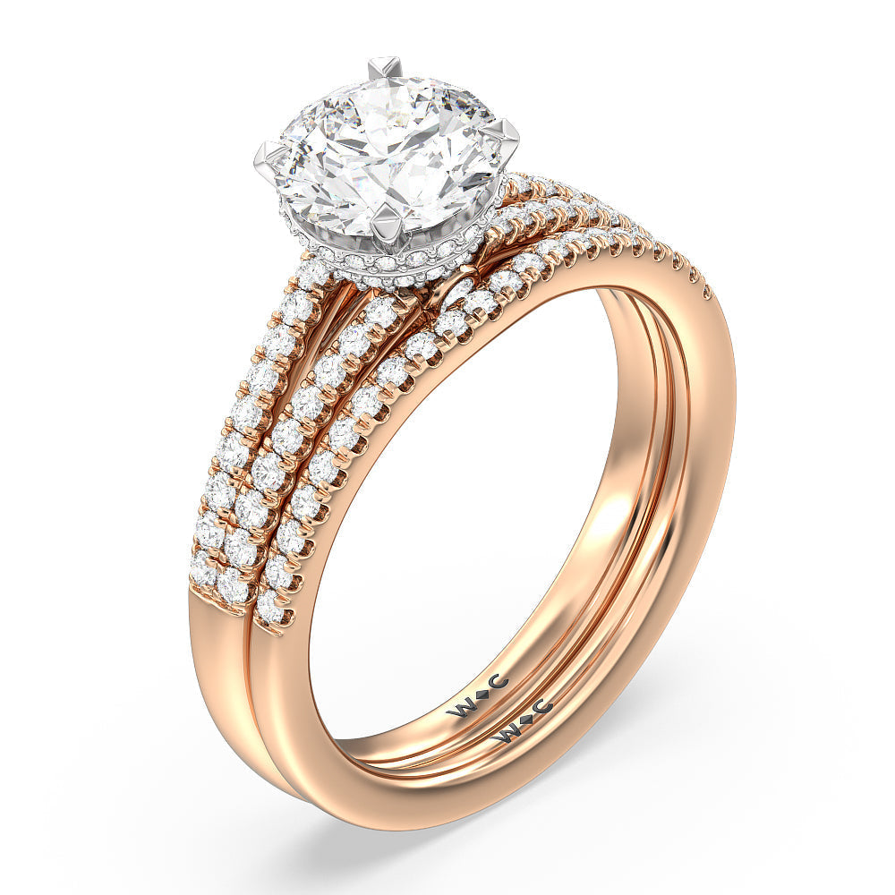 Grand Hidden Halo Engagement Ring with Princess Cut Diamond in 14KT White & Rose Gold view 4

