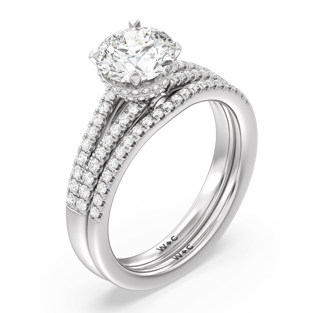 Grand Hidden Halo Engagement Ring with Round Cut Diamond in 14KT Platinum view 4
